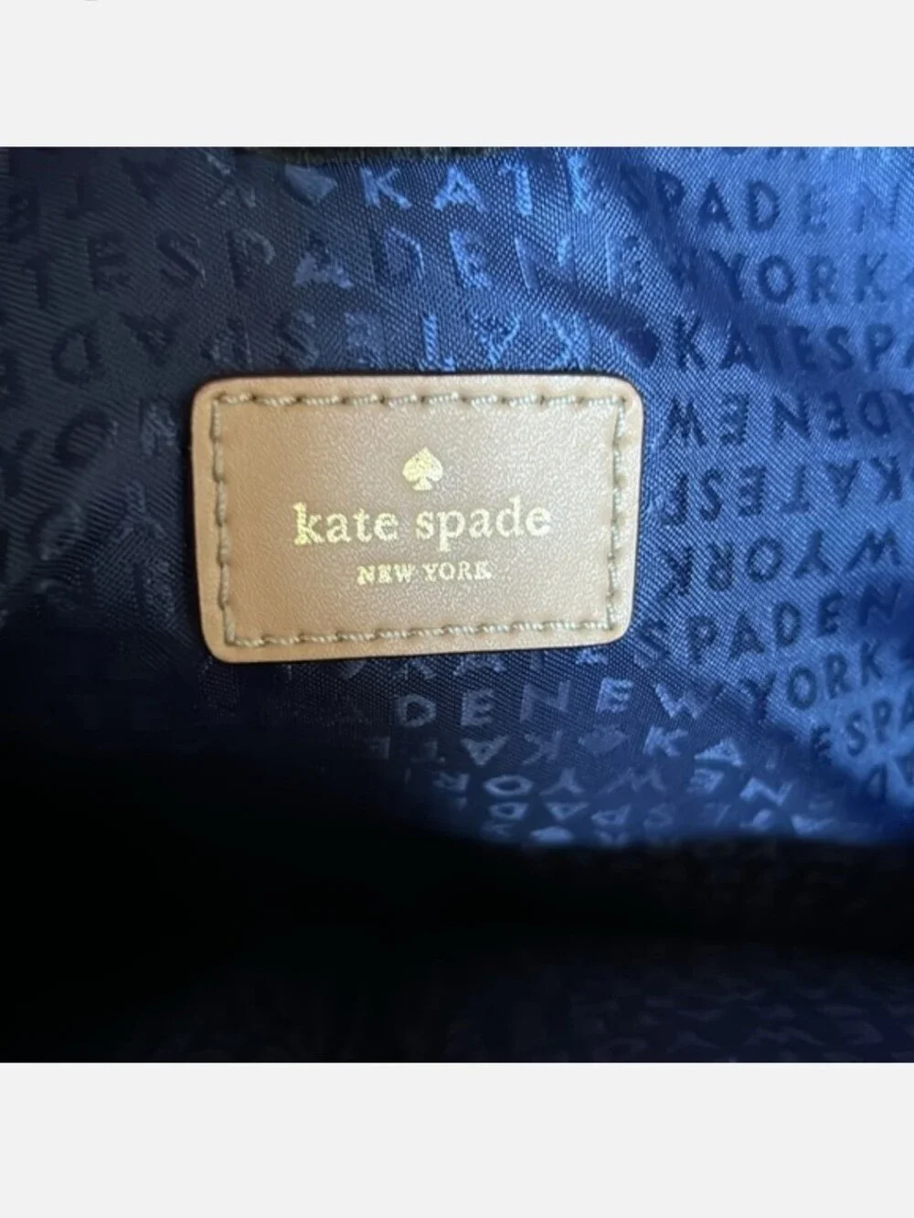 kate spade Navy Nylon Laptop Bag with Cream Trim